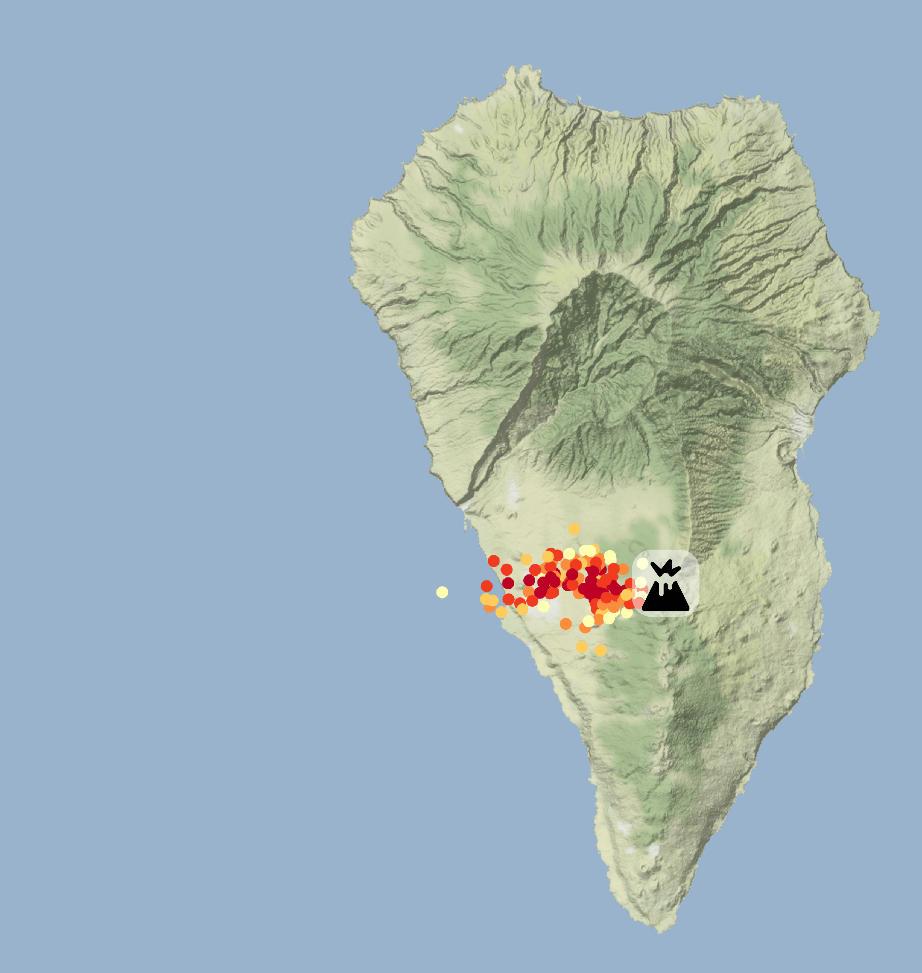 La Palma volcano map Where lava has spread after the eruption and what