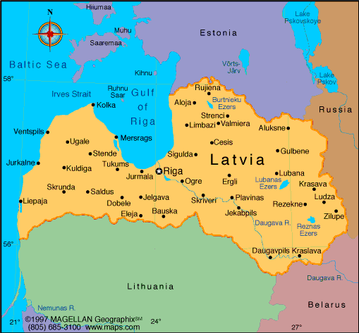 Latvia On World Map Countries of the world February 2011