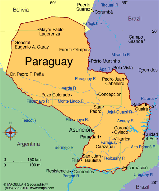 Paraguay Maps and Regions Mappr