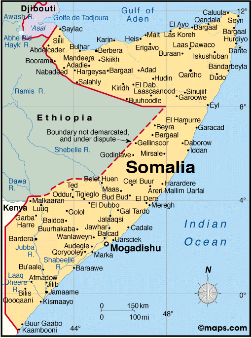 Somalia Map Infoplease