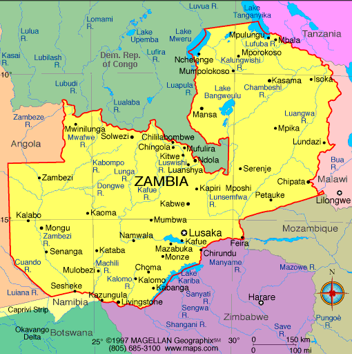 Atlas Zambia Map Infoplease
