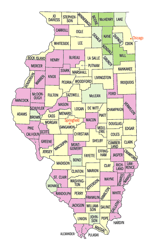 Illinois Population, percent change, 1990 to 2000