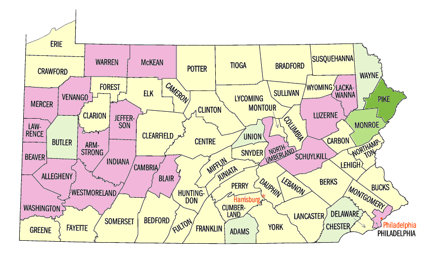 Pennsylvania Population, percent change, 1990 to 2000