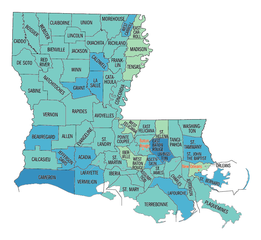 Louisiana White persons, percent, 2000