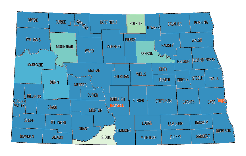 North Dakota White persons, percent, 2000