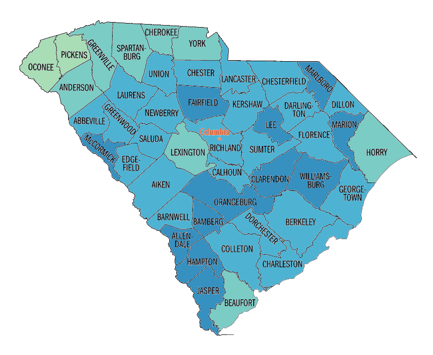 South Carolina Black or African American persons, percent, 2000
