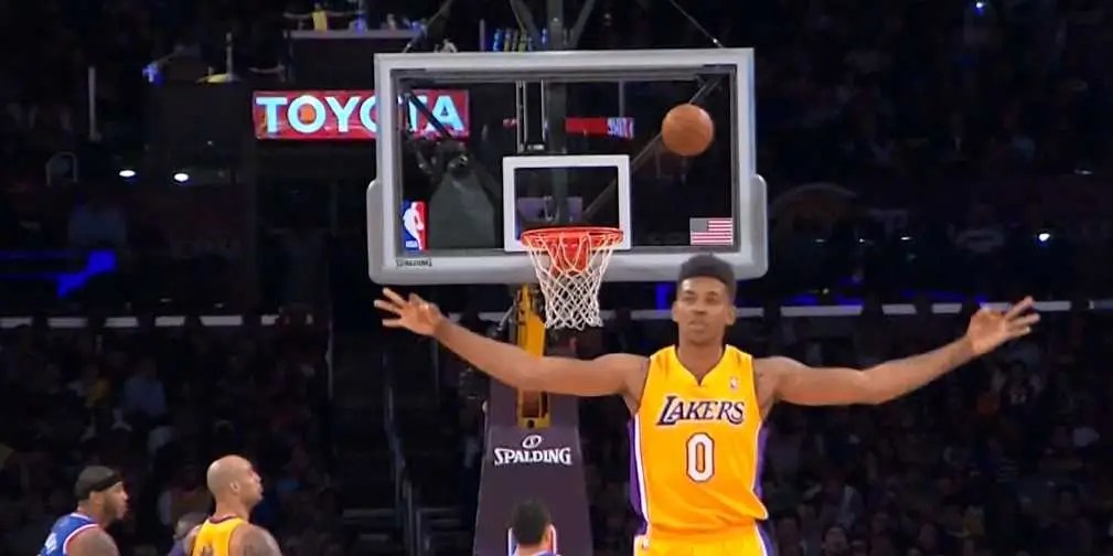 An Amazing Picture of Nick Young Celebrating a 3Point Shot That Did