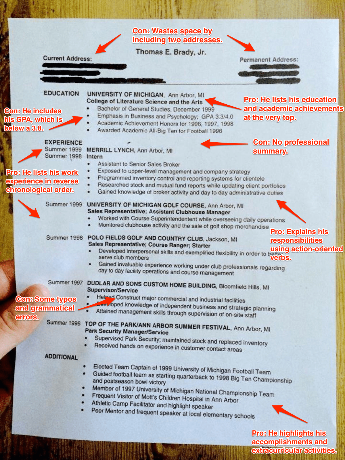 Here',s what job seekers can learn from Tom Brady',s postcollege résumé