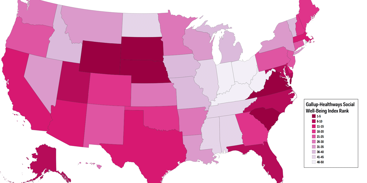 GallupHealthways Social WellBeing Map Business Insider