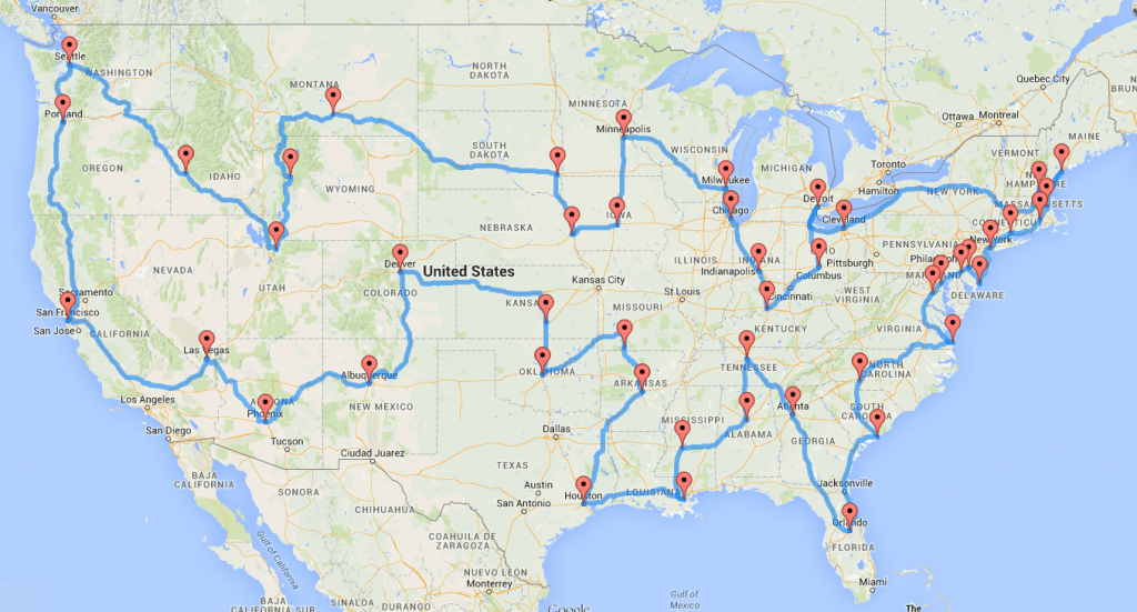 Best Road Trip Map These Maps Show Optimal Road Trips Across Every State In Contiguous Us