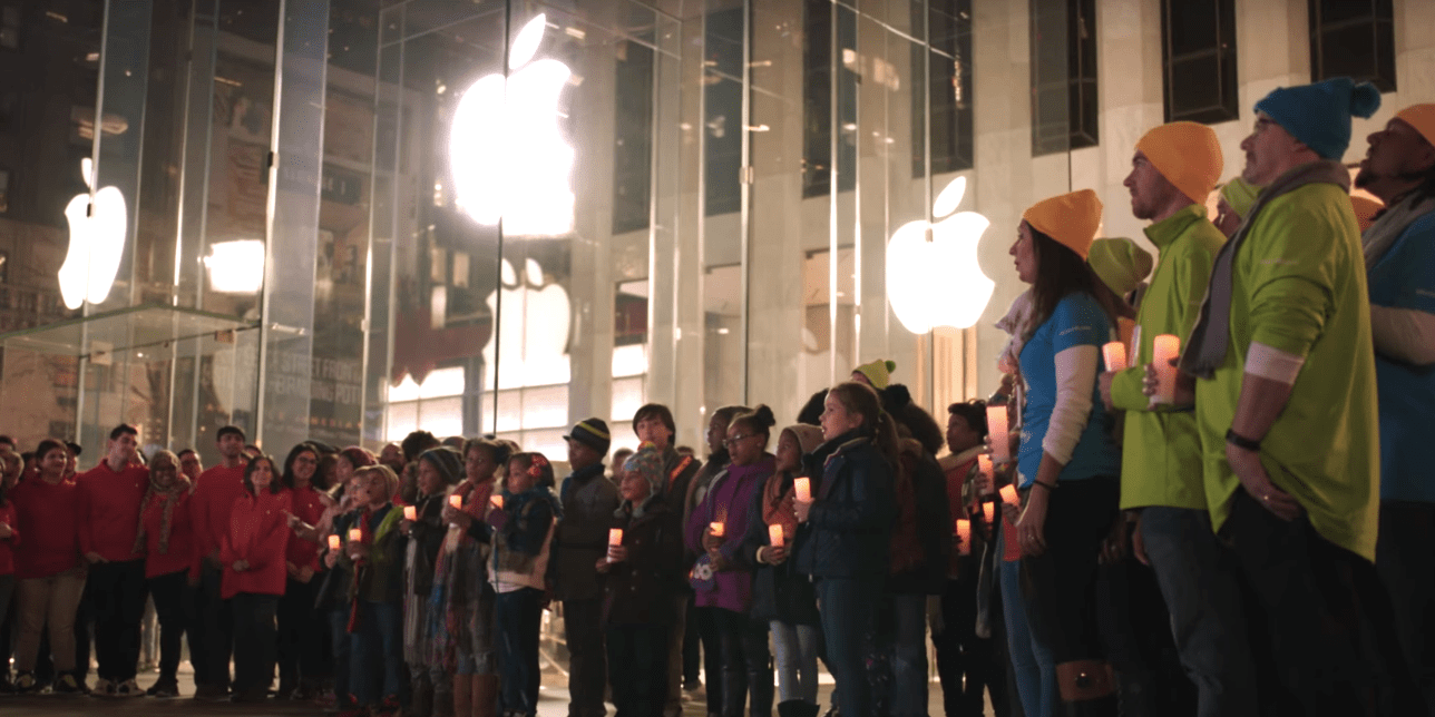 Microsoft Employees Sing 'Let There Be Peace on Earth' Outside the NYC