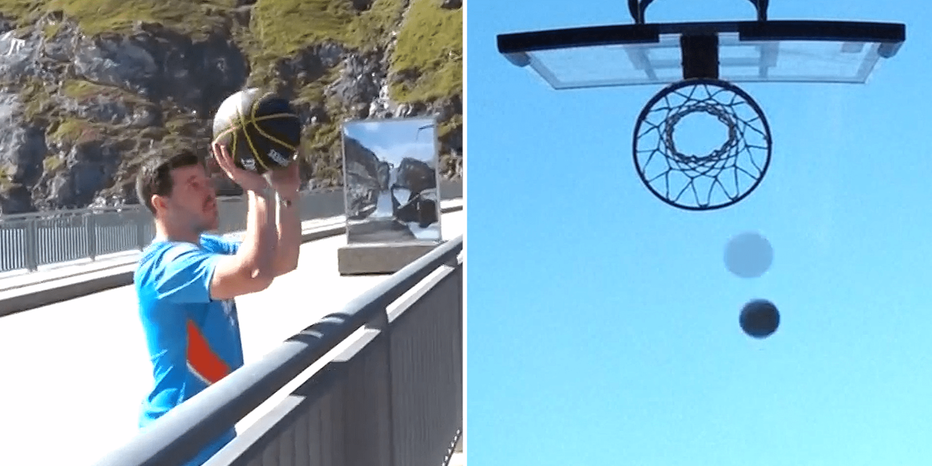 Highest Basketball Shot World Record From the Top of a Swiss Dam Business Insider