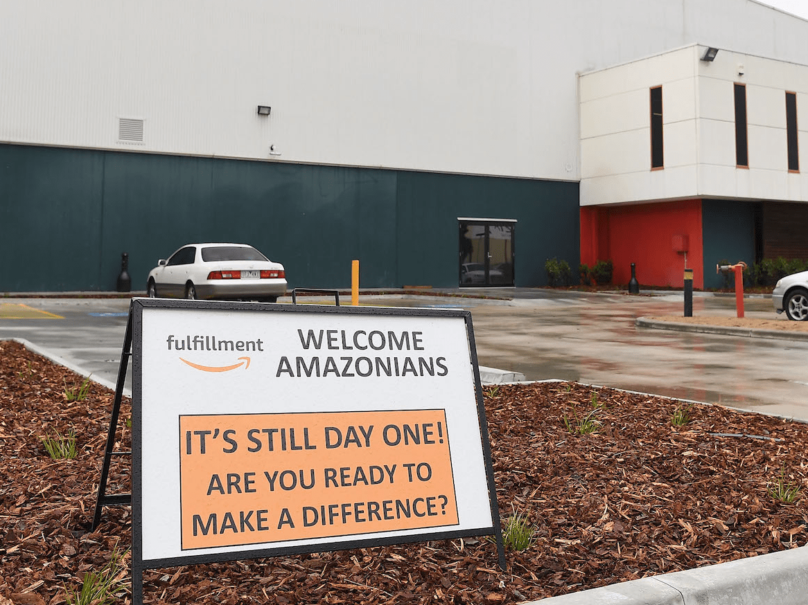 A Sign at Amazon's New Warehouse Reminds Us How It Crushes Rivals