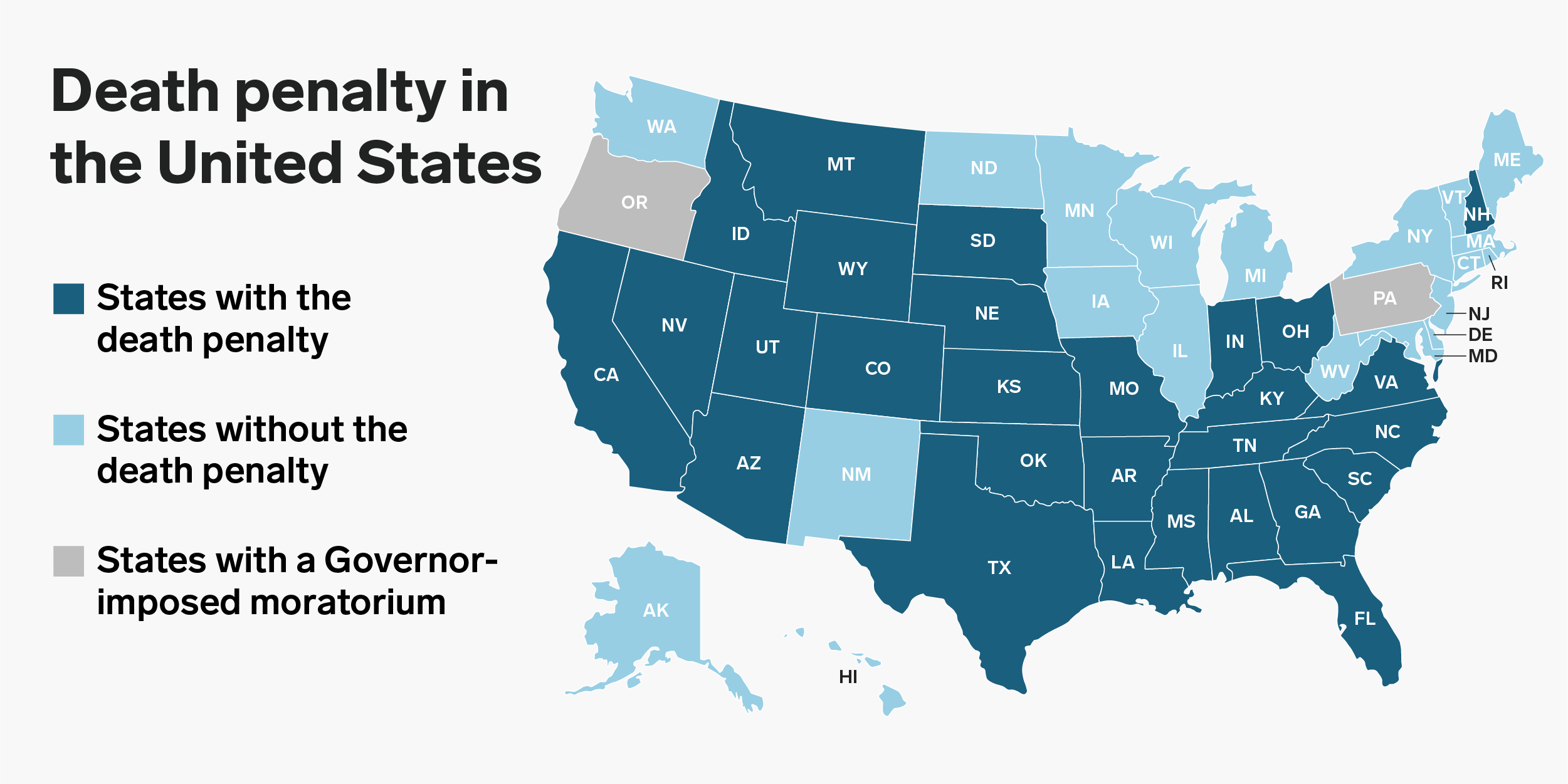 Map of US States That Still Have the Death Penalty Now That WA Doesn't