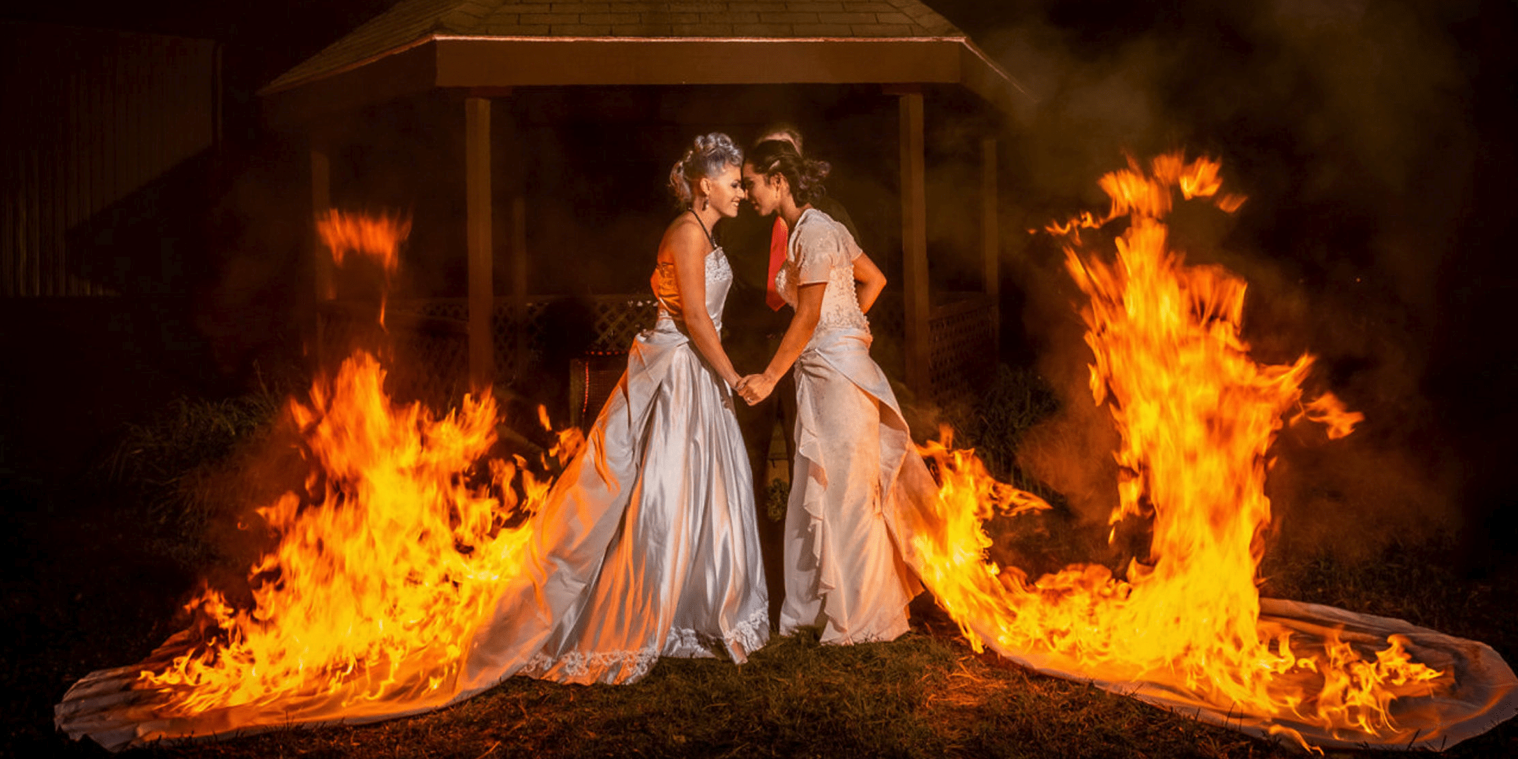 Couple Goes Viral for Setting Their Wedding Dresses on Fire
