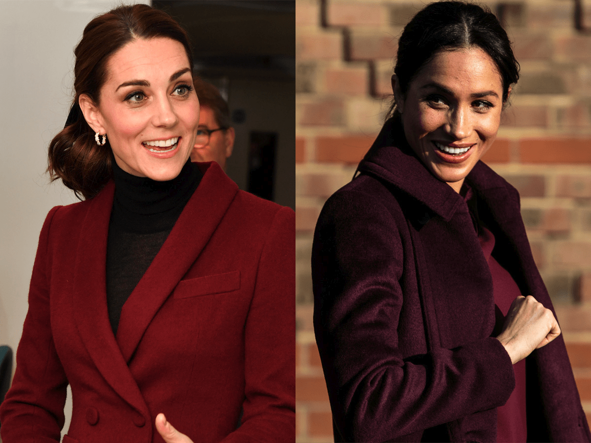Meghan Markle and Kate Middleton Wore Burgundy Outfits on the Same Day