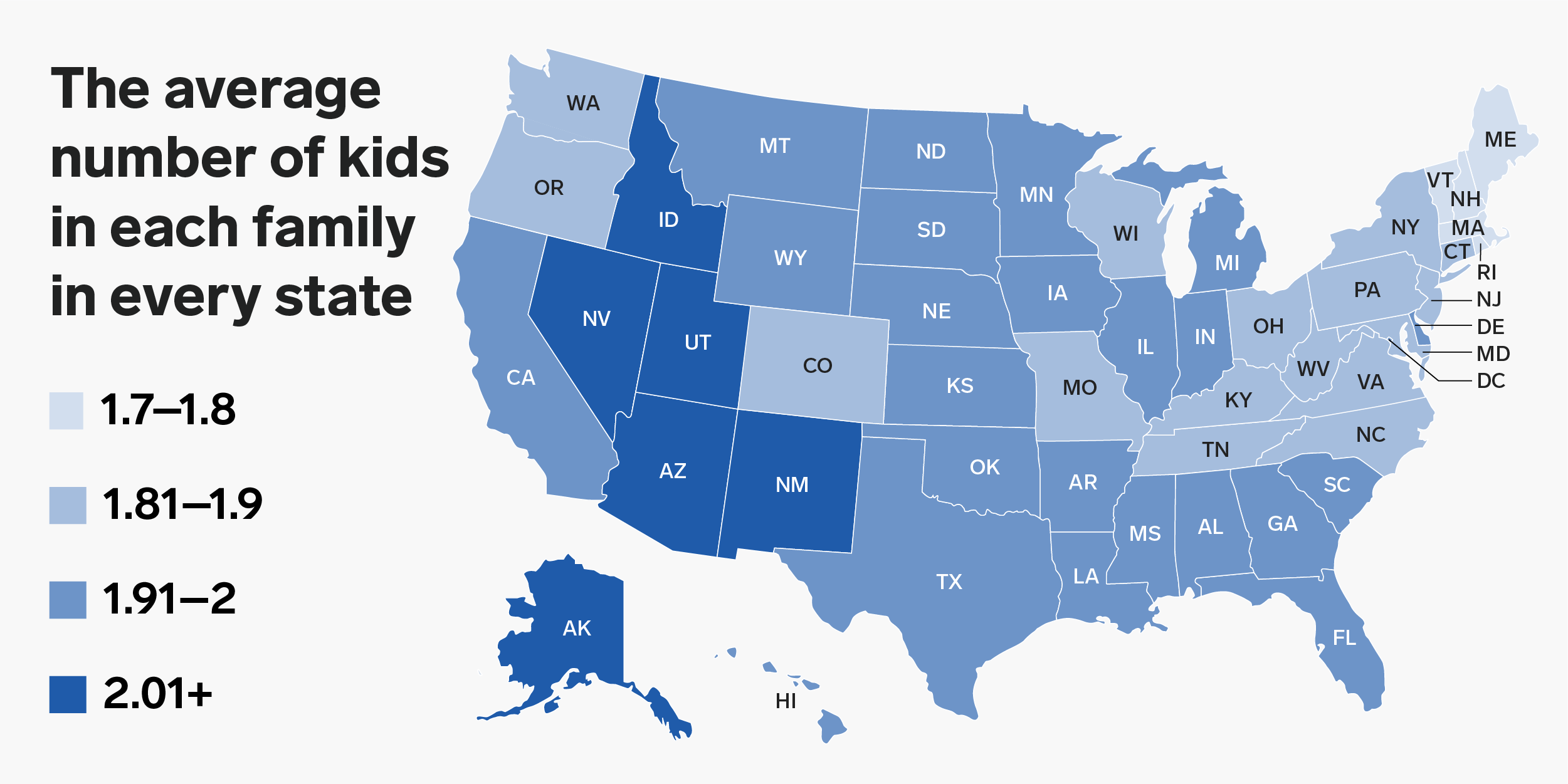 The Average Number of Kids Per Family in Every State