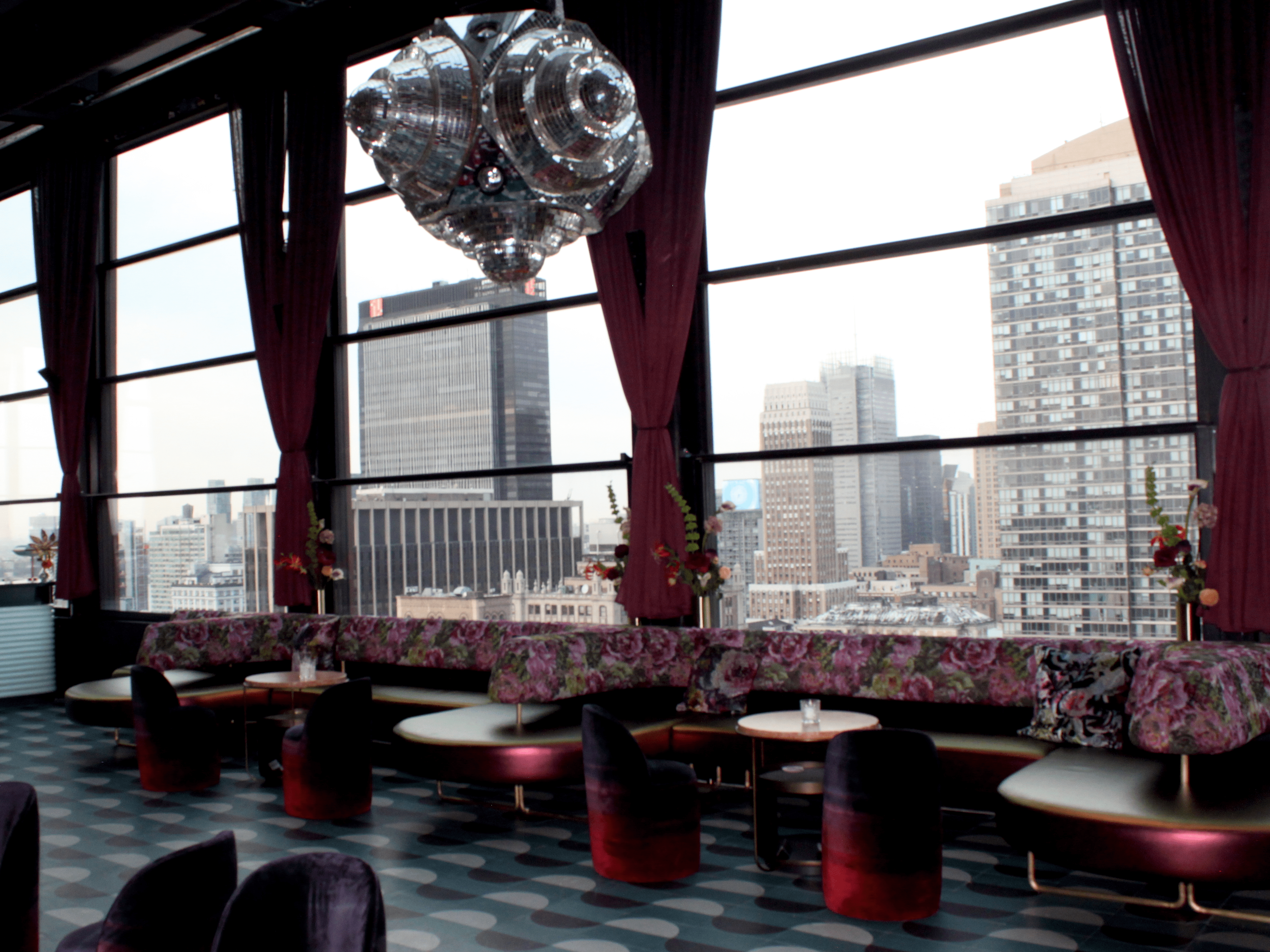 The Fleur Room Inside NYC's highest bar at Moxy Hotel