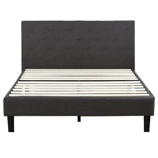 Upholstered Diamond Stitched Platform Bed Frame Hanaposy
