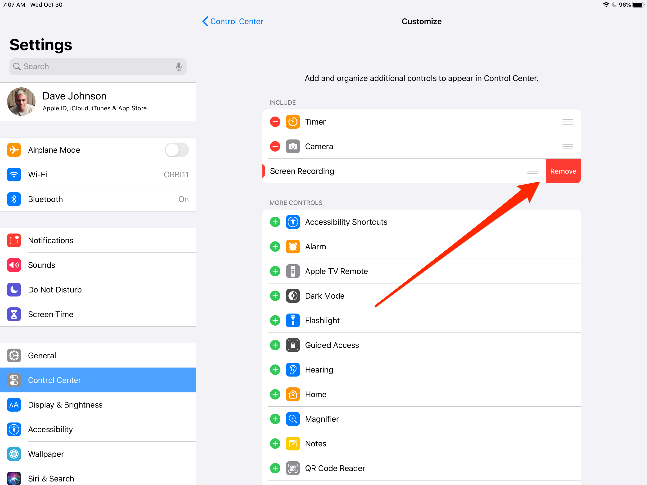 Ipad control center missing