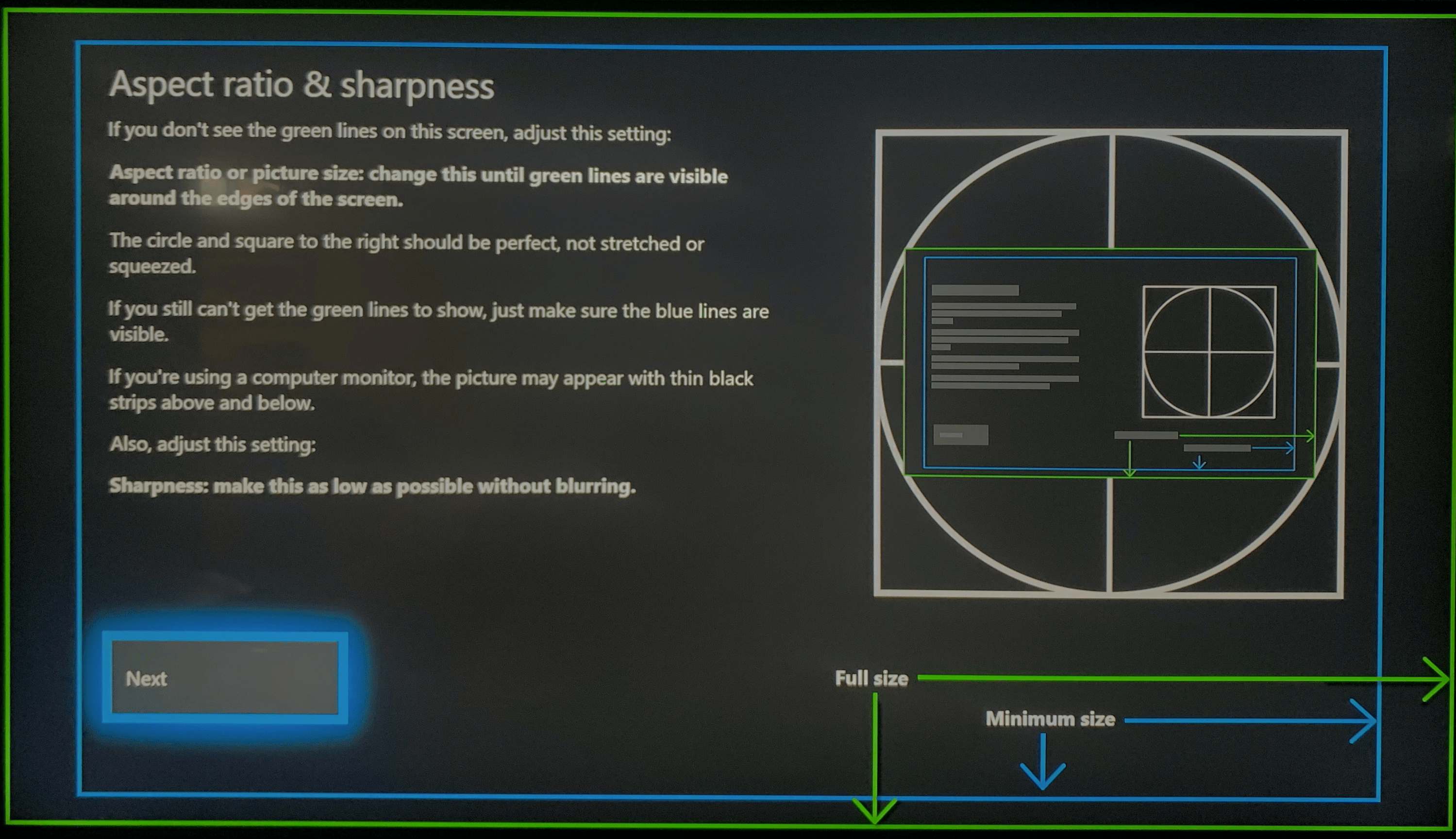 How to adjust screen size on Xbox One with calibration