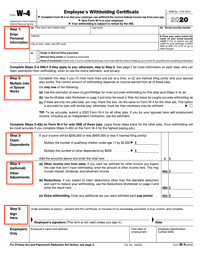 Calculate Tax Withholding W 4 TAXIRIN