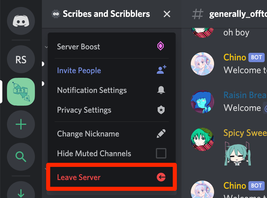 How to leave a Discord server using the desktop or mobile app