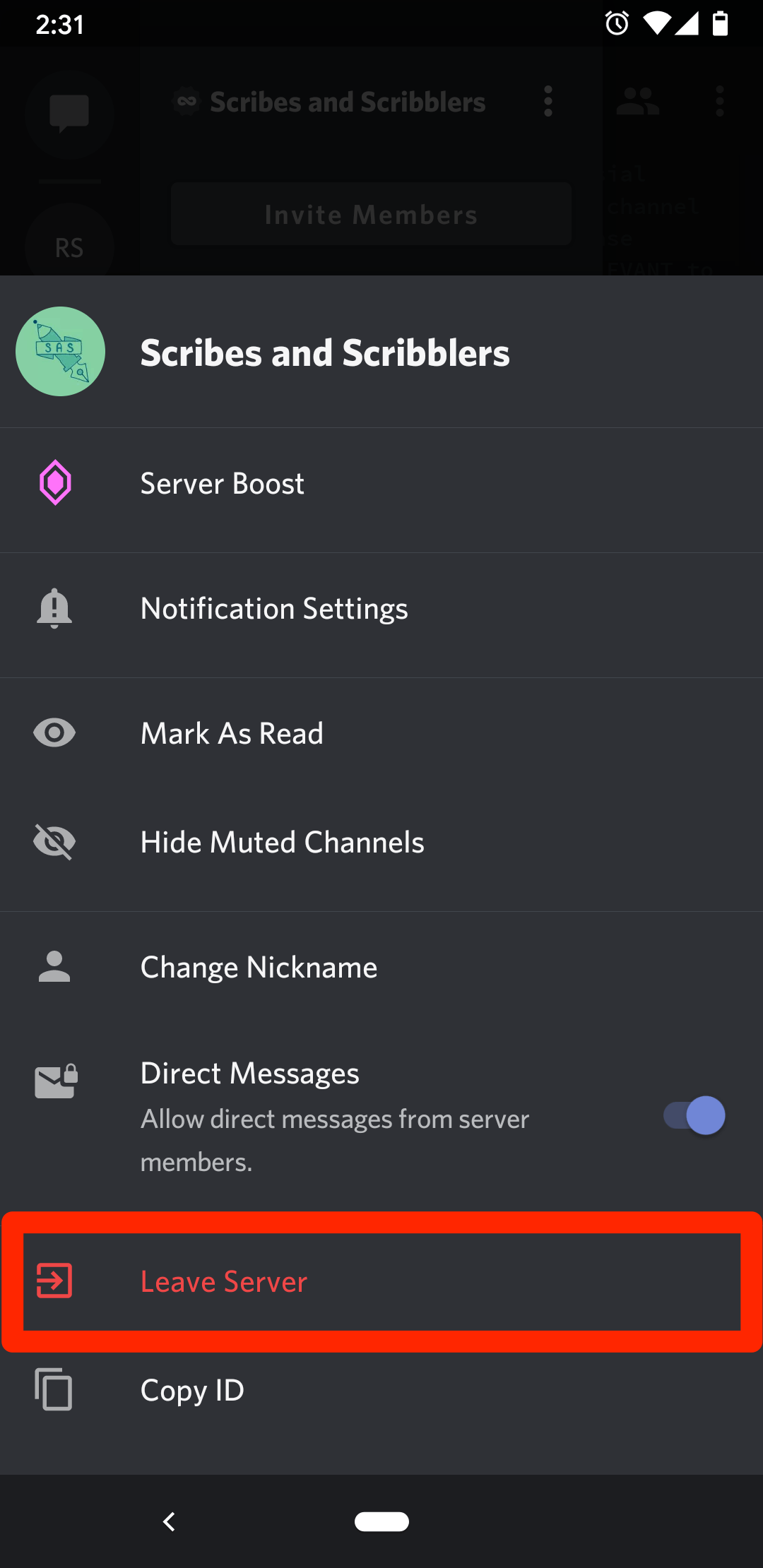 How to leave a Discord server using the desktop or mobile app
