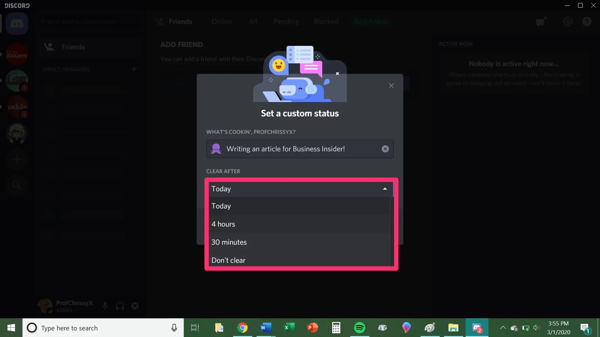 How to change your online status on Discord using your computer