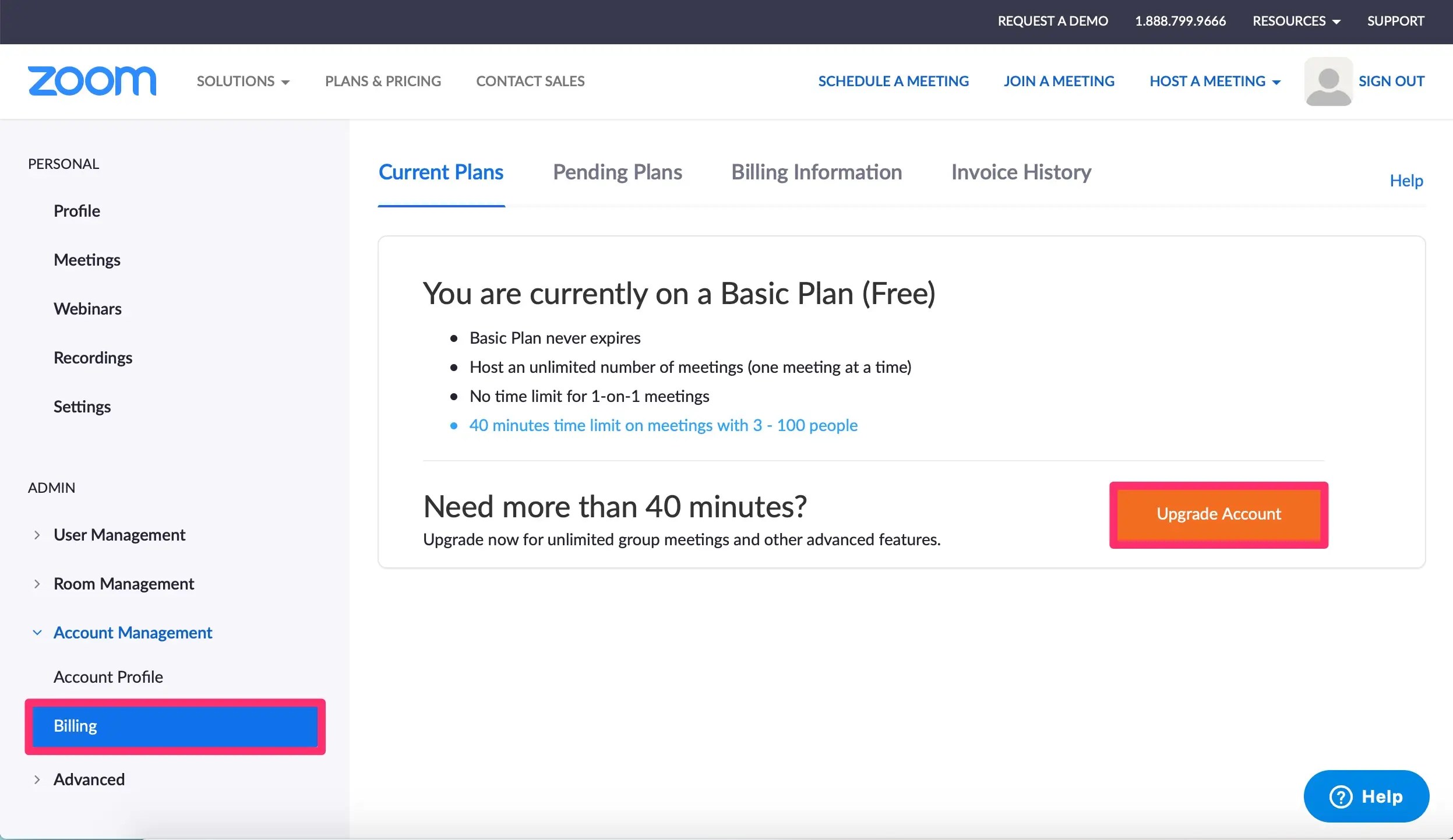 How to upgrade your Zoom account from a basic plan to host