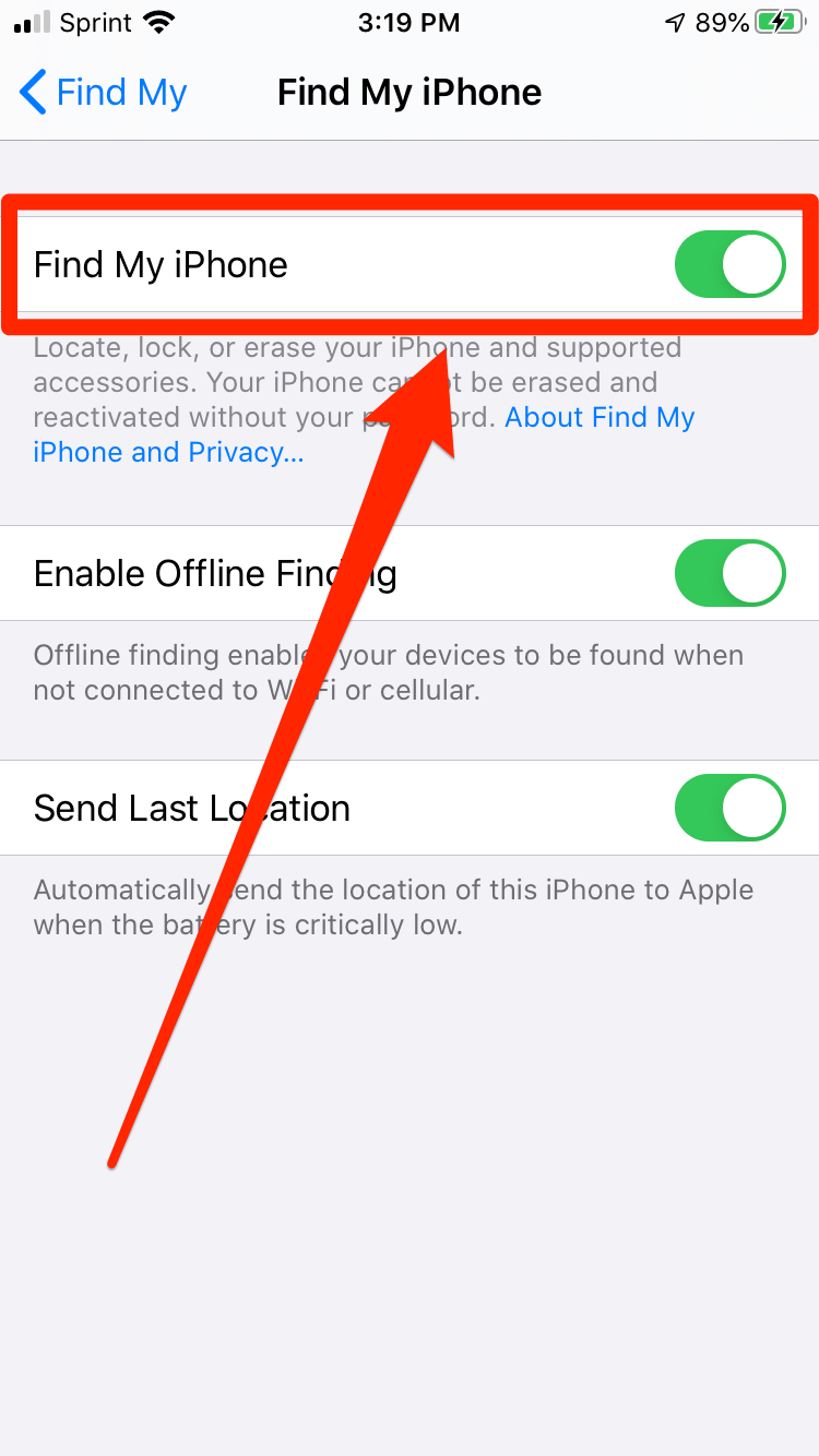 How to log out of Find My iPhone on an iPhone running iOS 13, by using