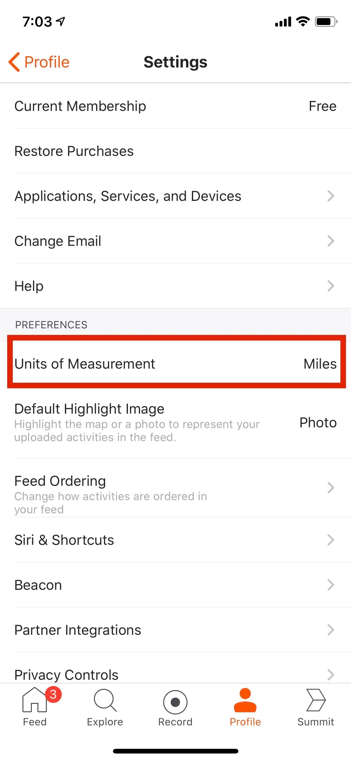 How to change kilometers to miles on your Strava fitness account on