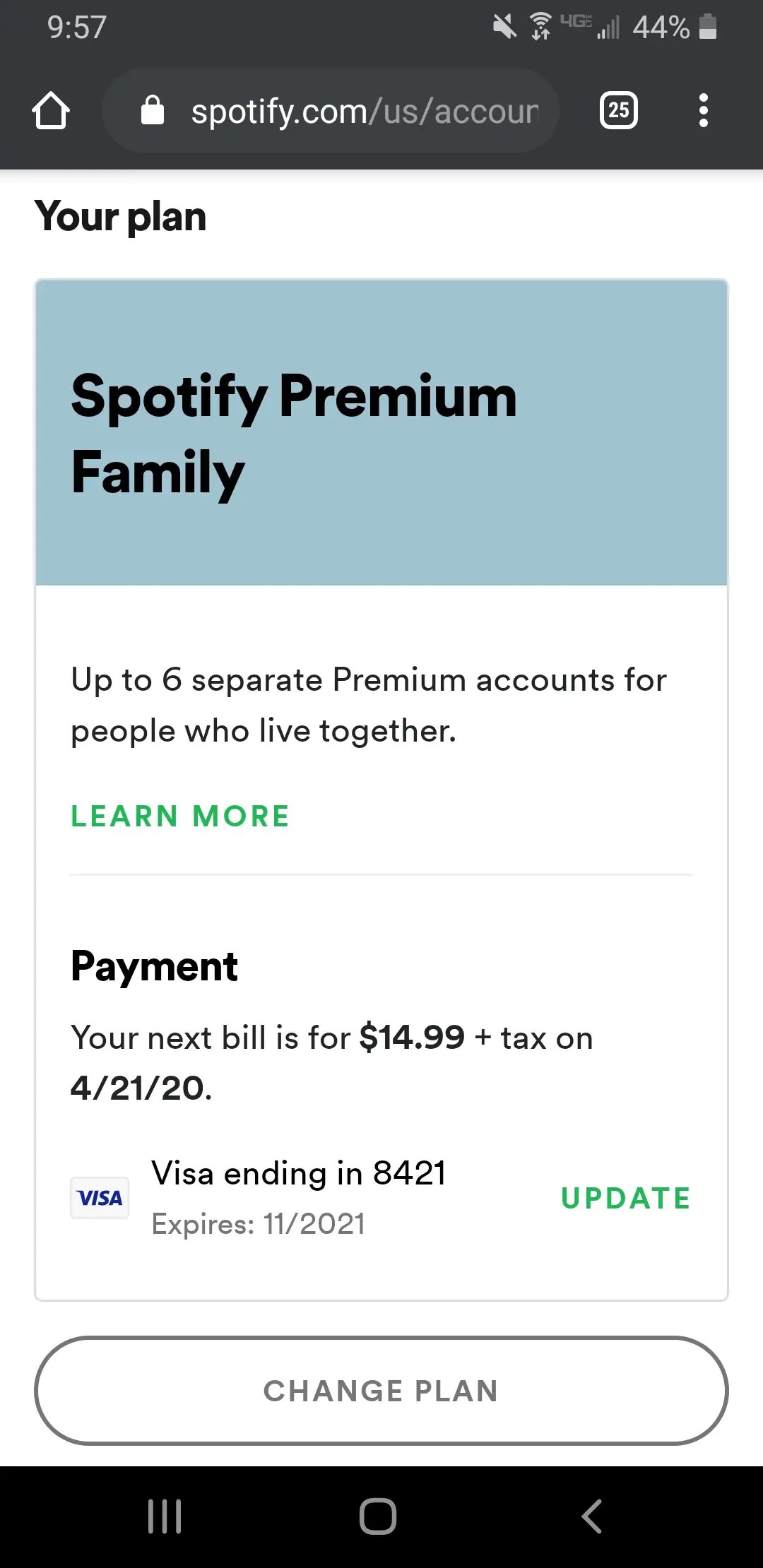 How to cancel a Spotify Premium subscription on an Android