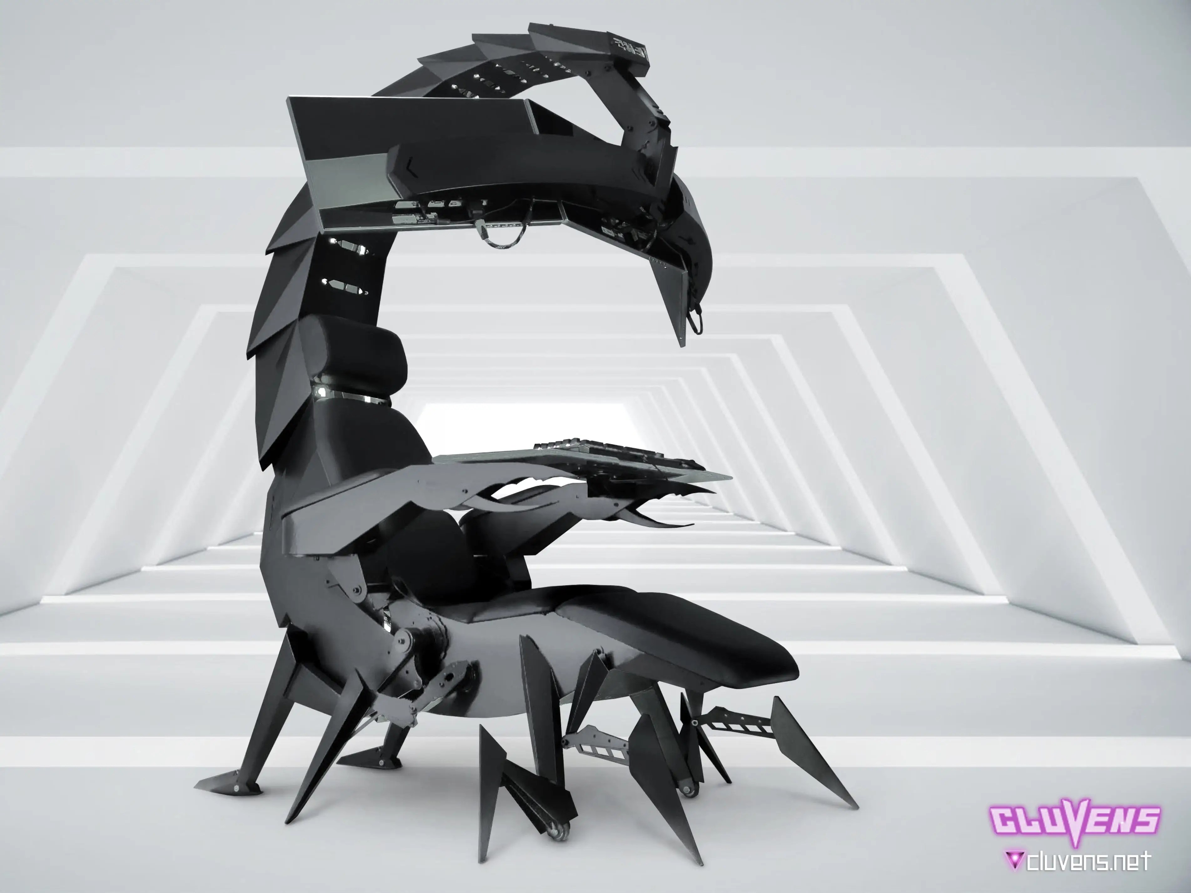 This 3,200 'scorpion' chair and workstation has 6 different positions