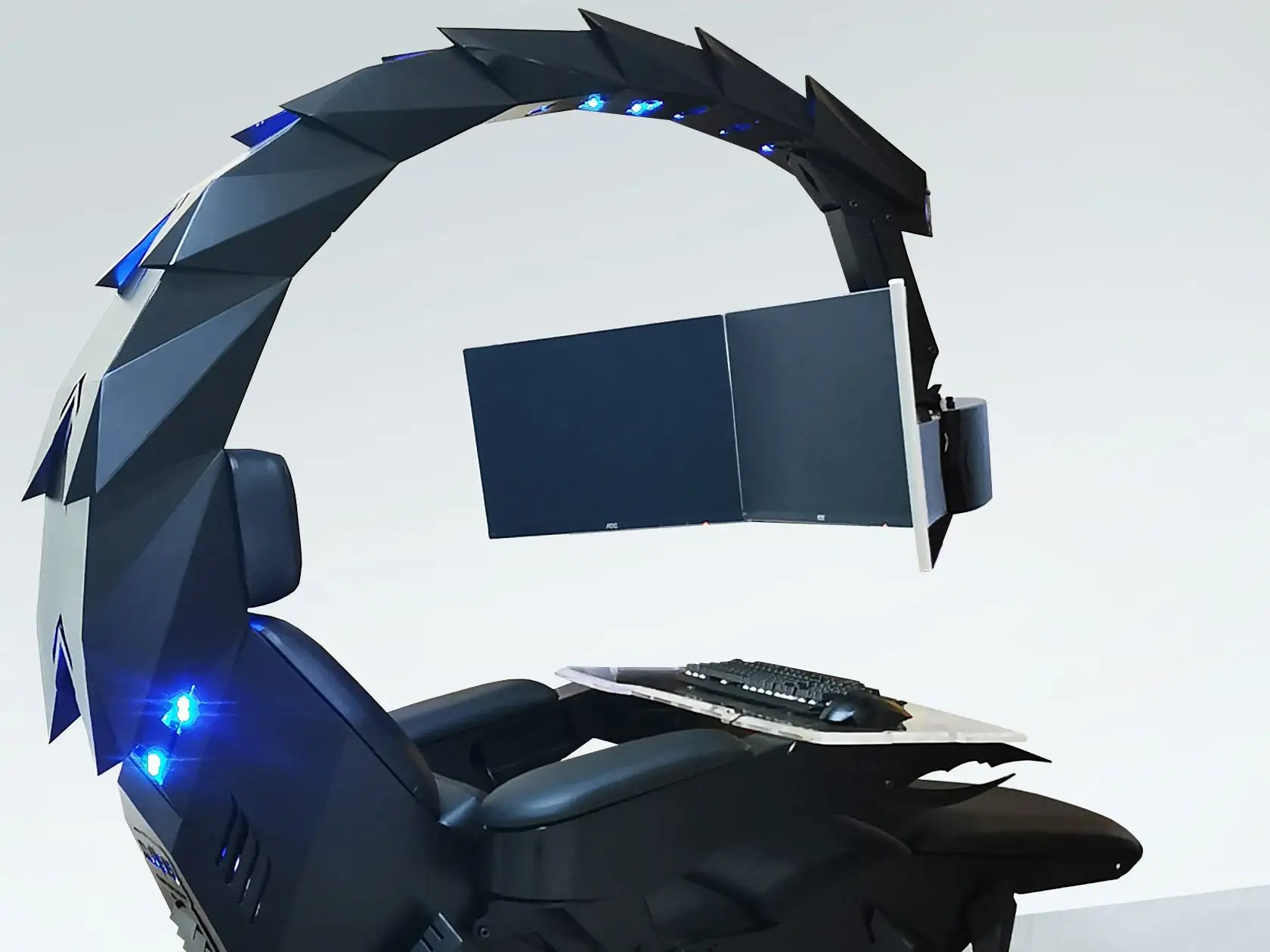 This 3,200 'scorpion' chair and workstation has 6 different positions