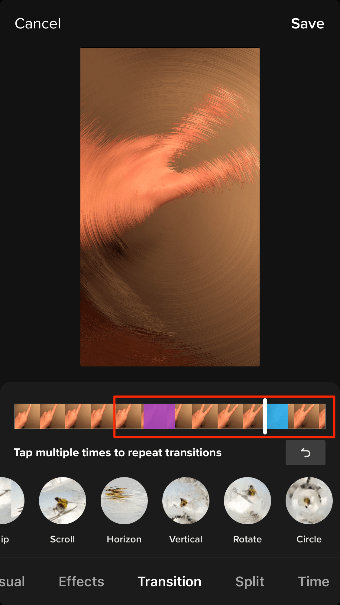 How to add transition effects to a video on TikTok using inapp tools