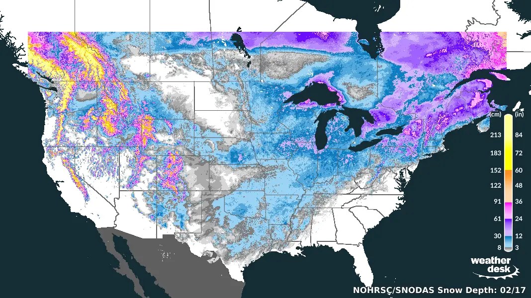 Snow Coverage Map Us Satellite Images Show The Us Covered In Blankets Of Snow
