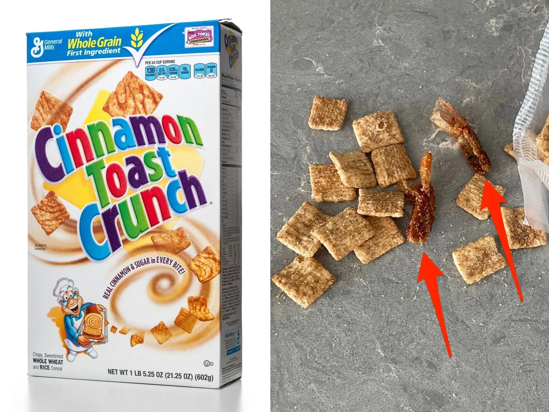 Man says he found shrimp tails in his box of Cinnamon Toast Crunch