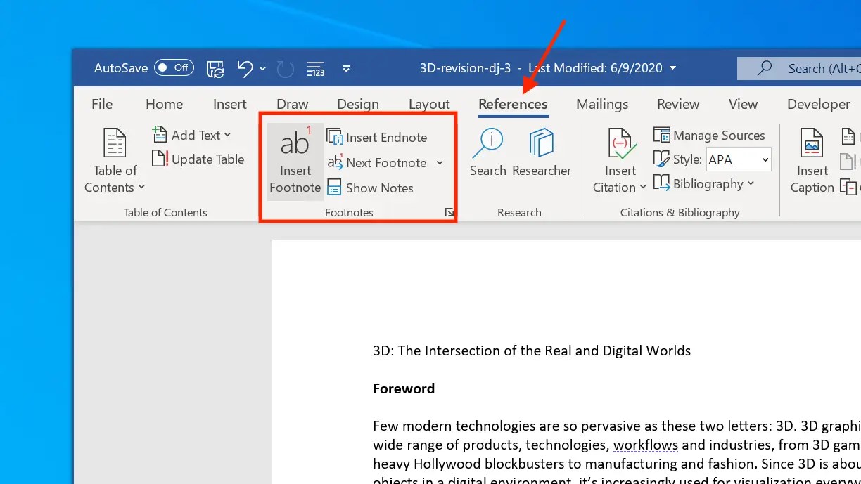How to Insert a Footnote or Endnote in Word