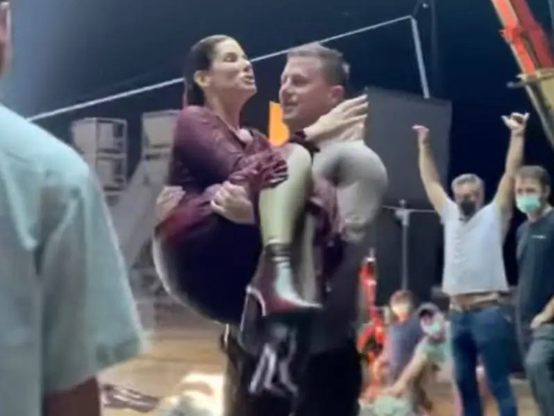 Watch Channing Tatum Throw Sandra Bullock in 'Lost City of D' Pool