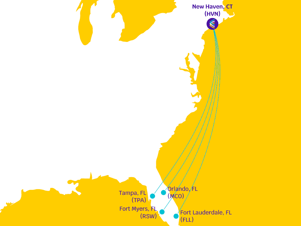 Avelo Airlines Route Map One of America's newest airlines, Avelo, revealed its first East Coast