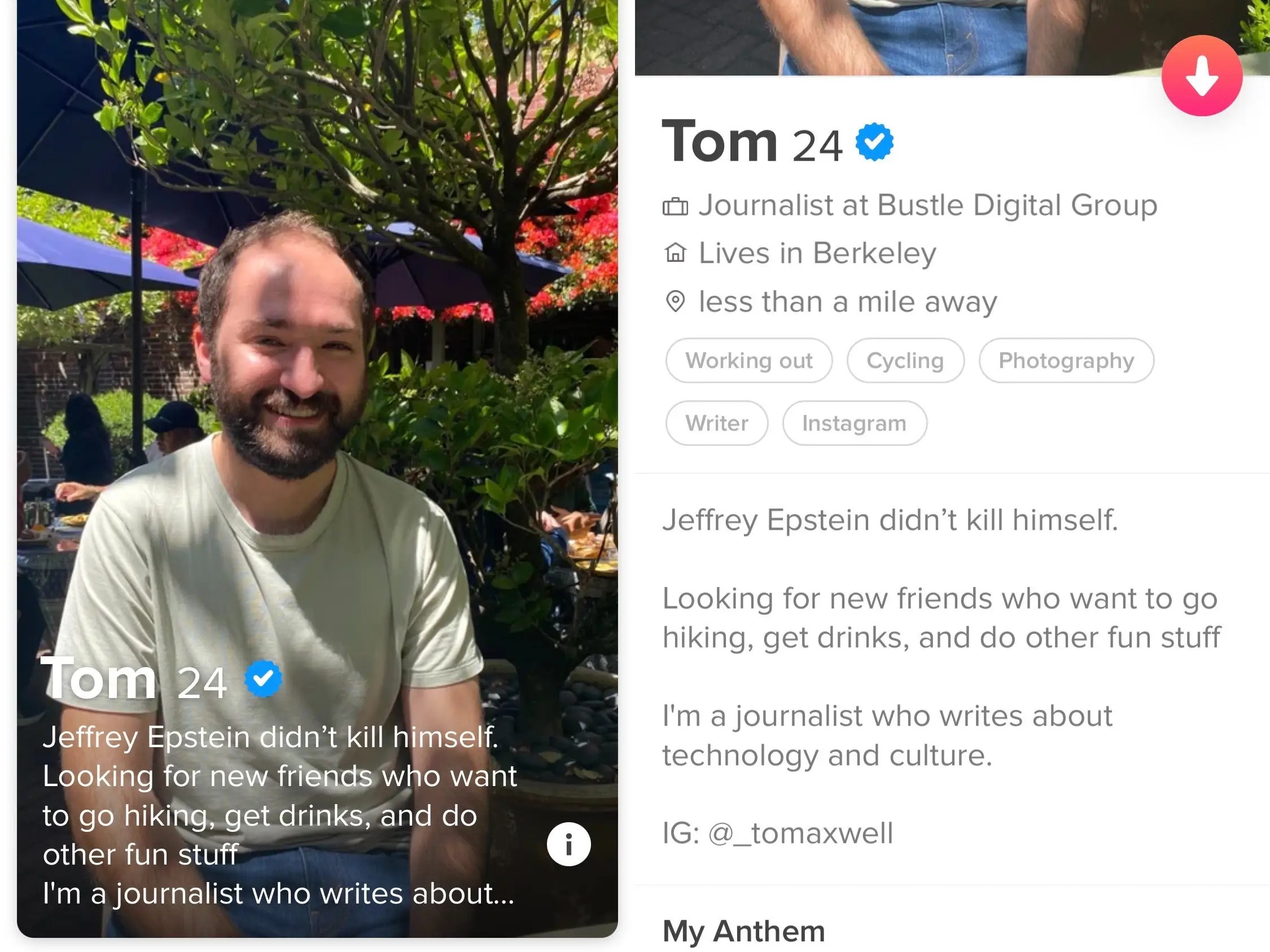 A dating coach reviewed the Tinder profile of a 24yearold and said he