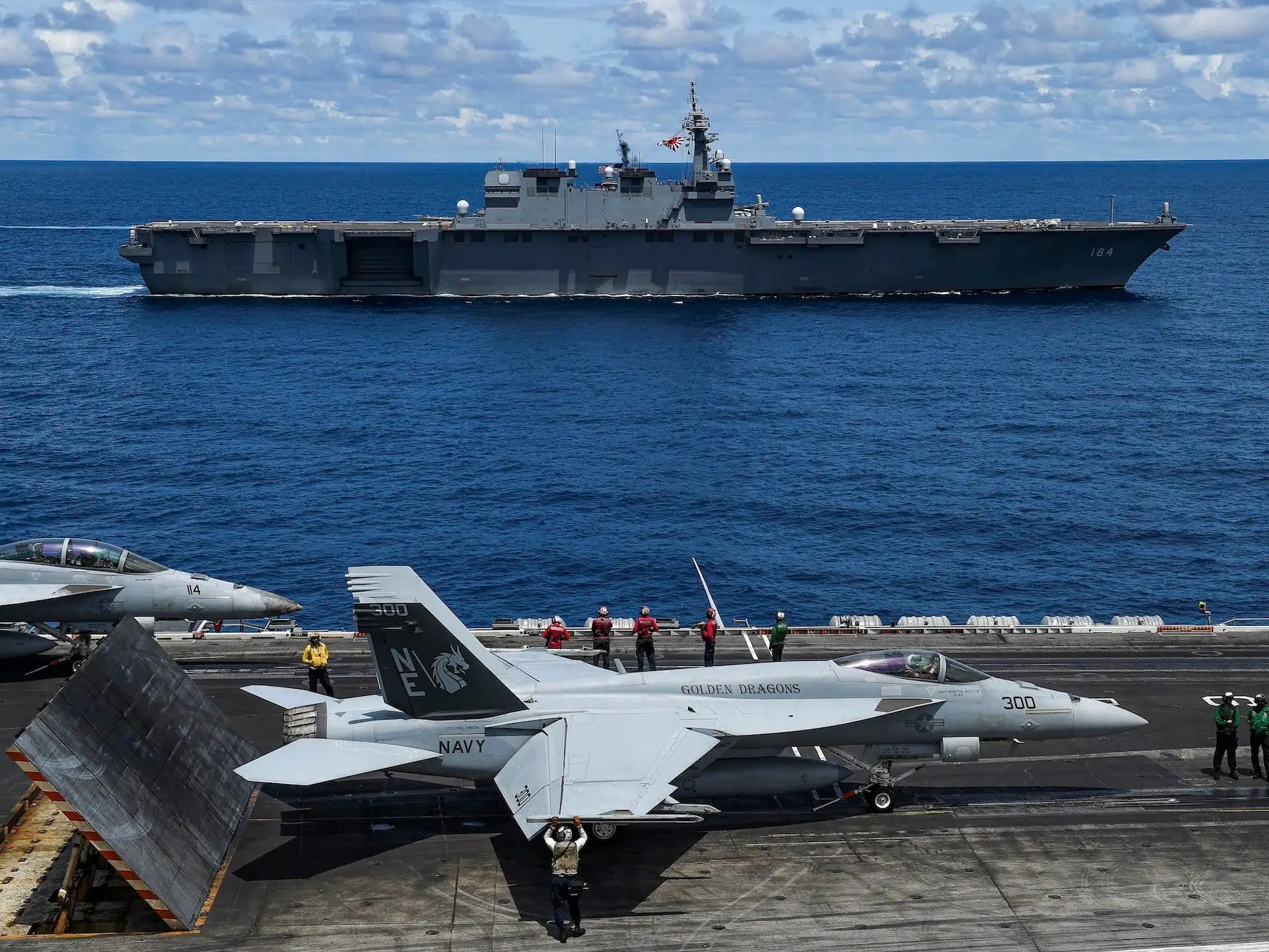 US, UK, and Japanese aircraft carriers are training together in the