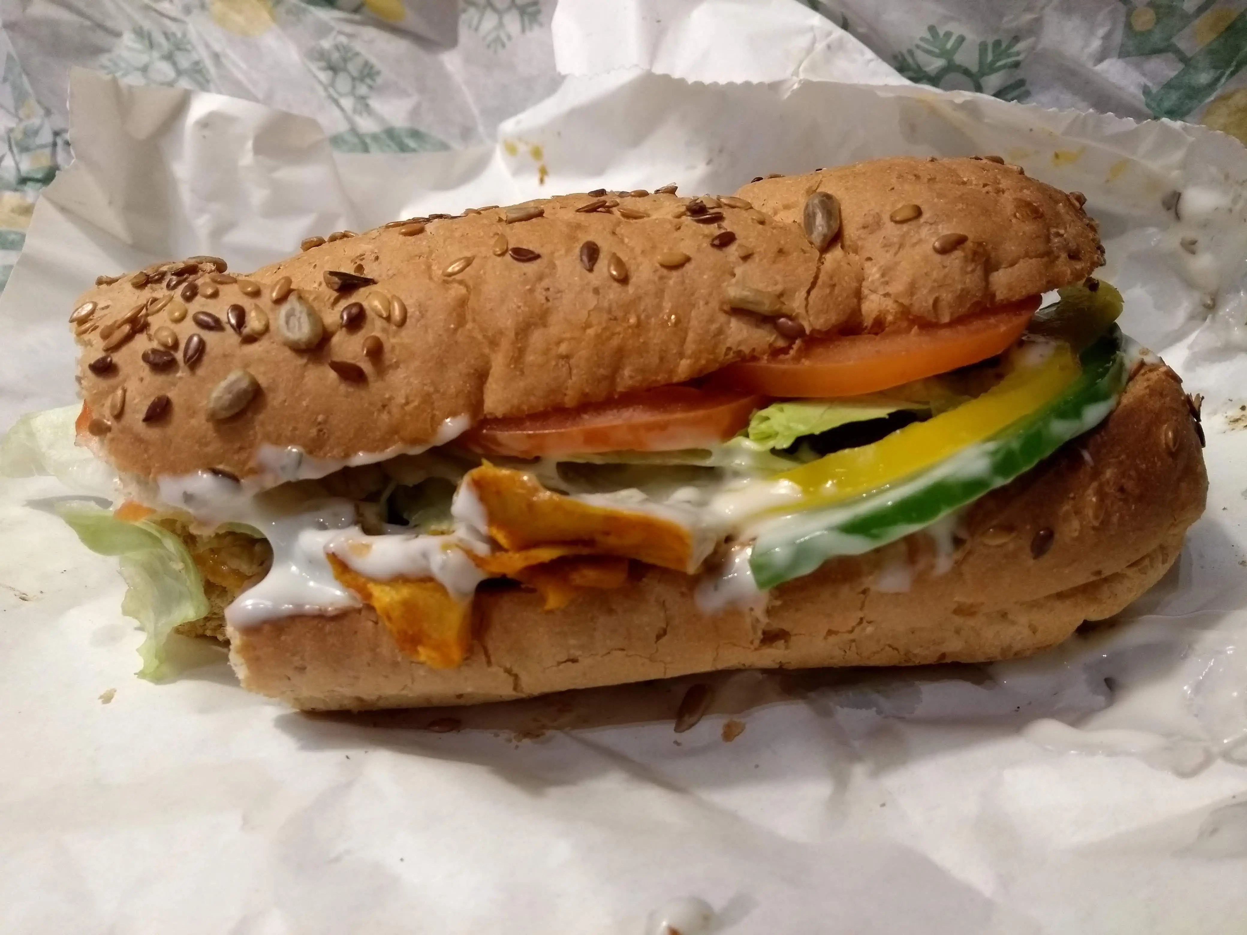 I tried Subway's new vegan chicken tikka sandwich — and I'd order it