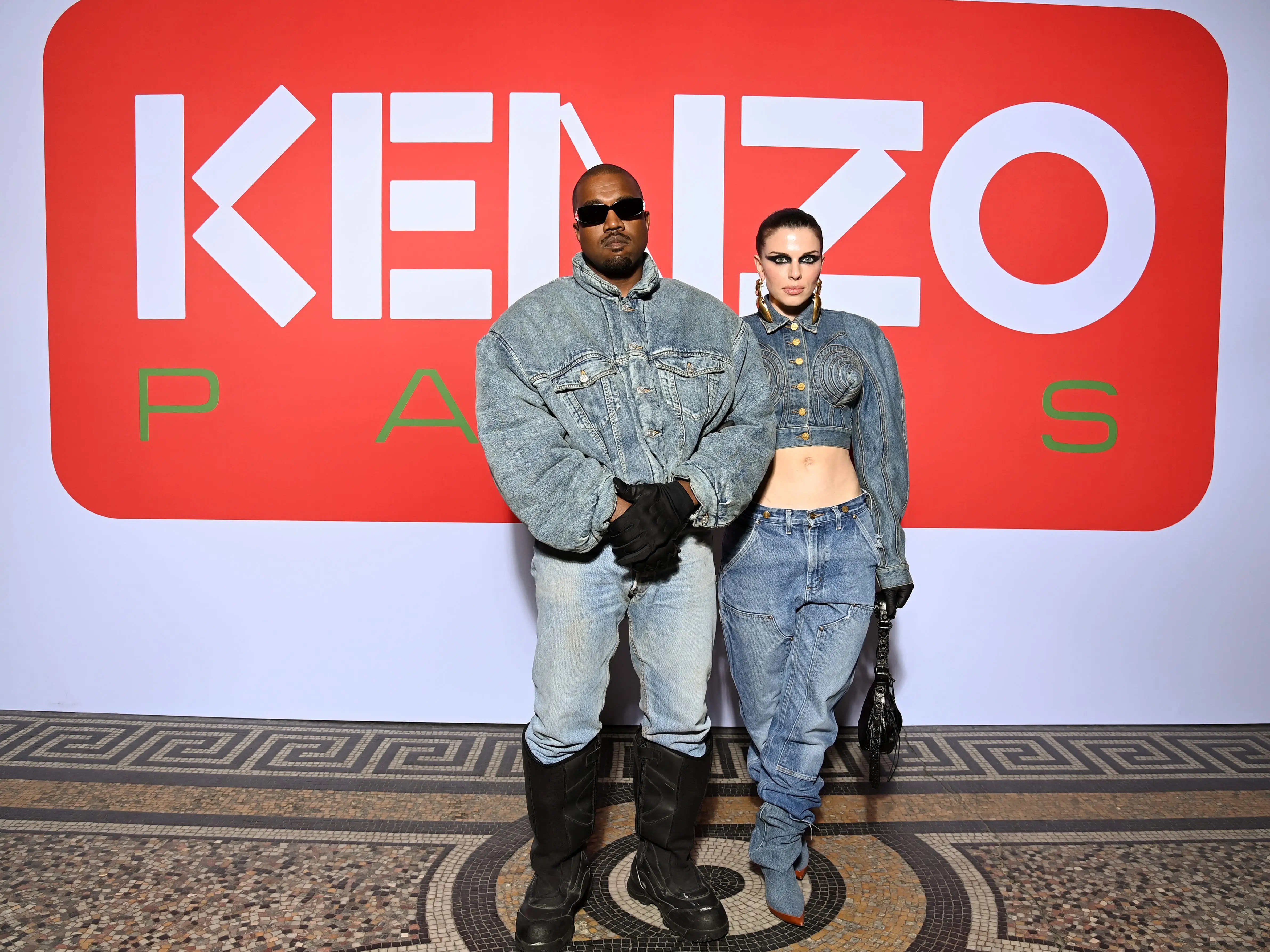 Kanye West Fashion Show 2023 Kanye West And Julia Fox Wore Double Denim At Paris Men's Fashion Week