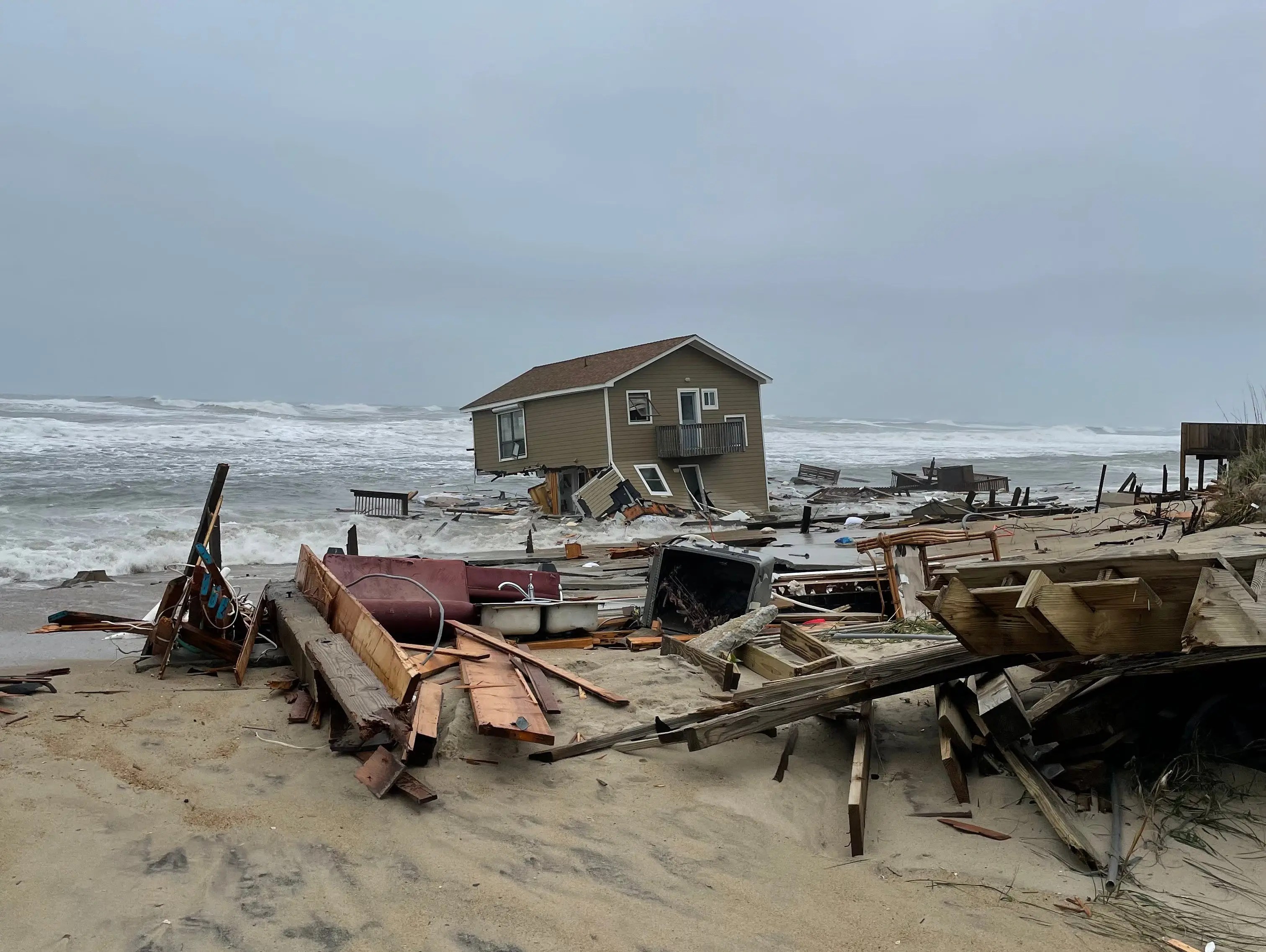 Stunning video captures the moment a North Carolina home on stilts was