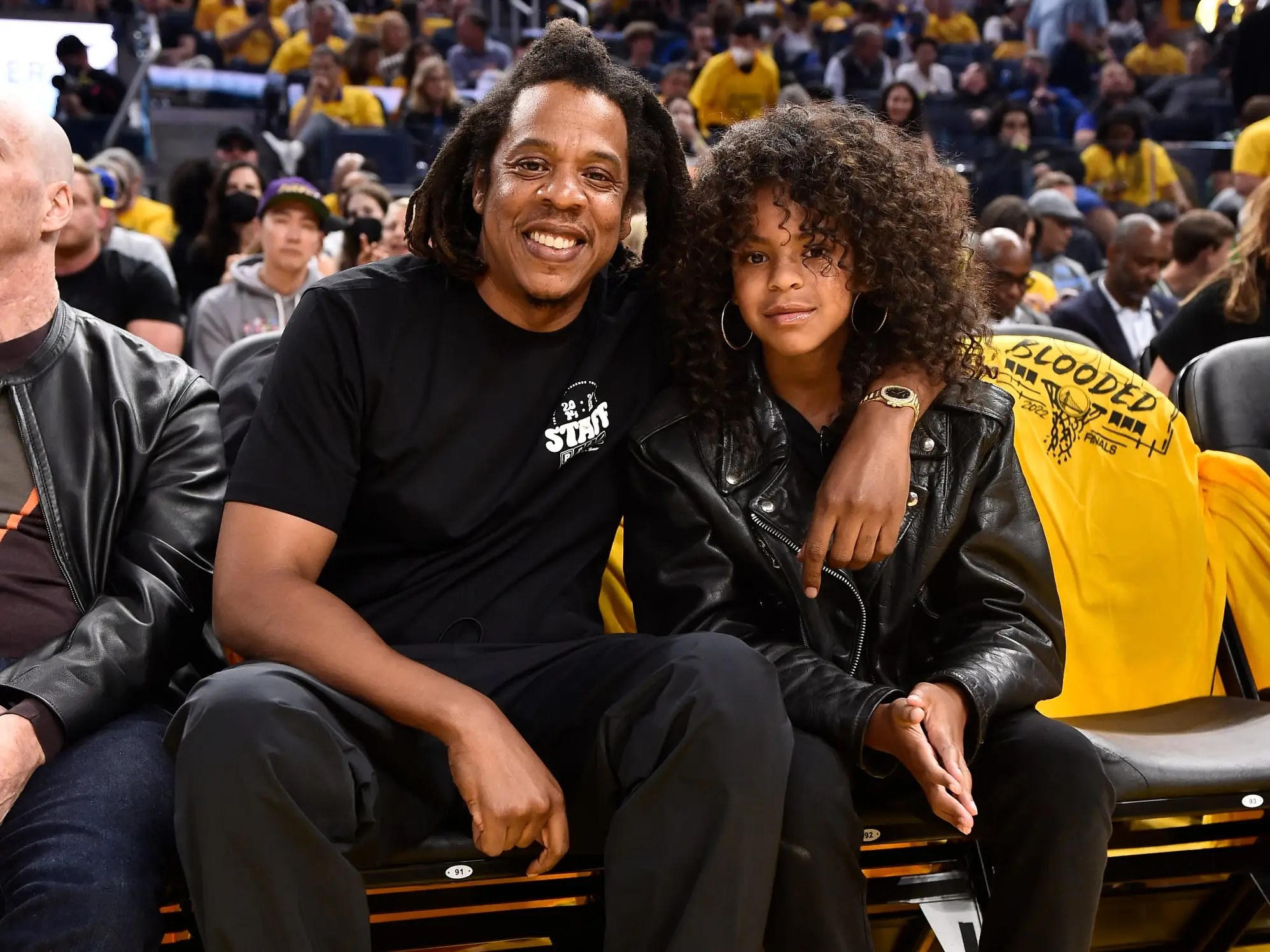 JayZ Gives Daughter Blue Ivy a Kiss on the Cheek at the NBA Finals