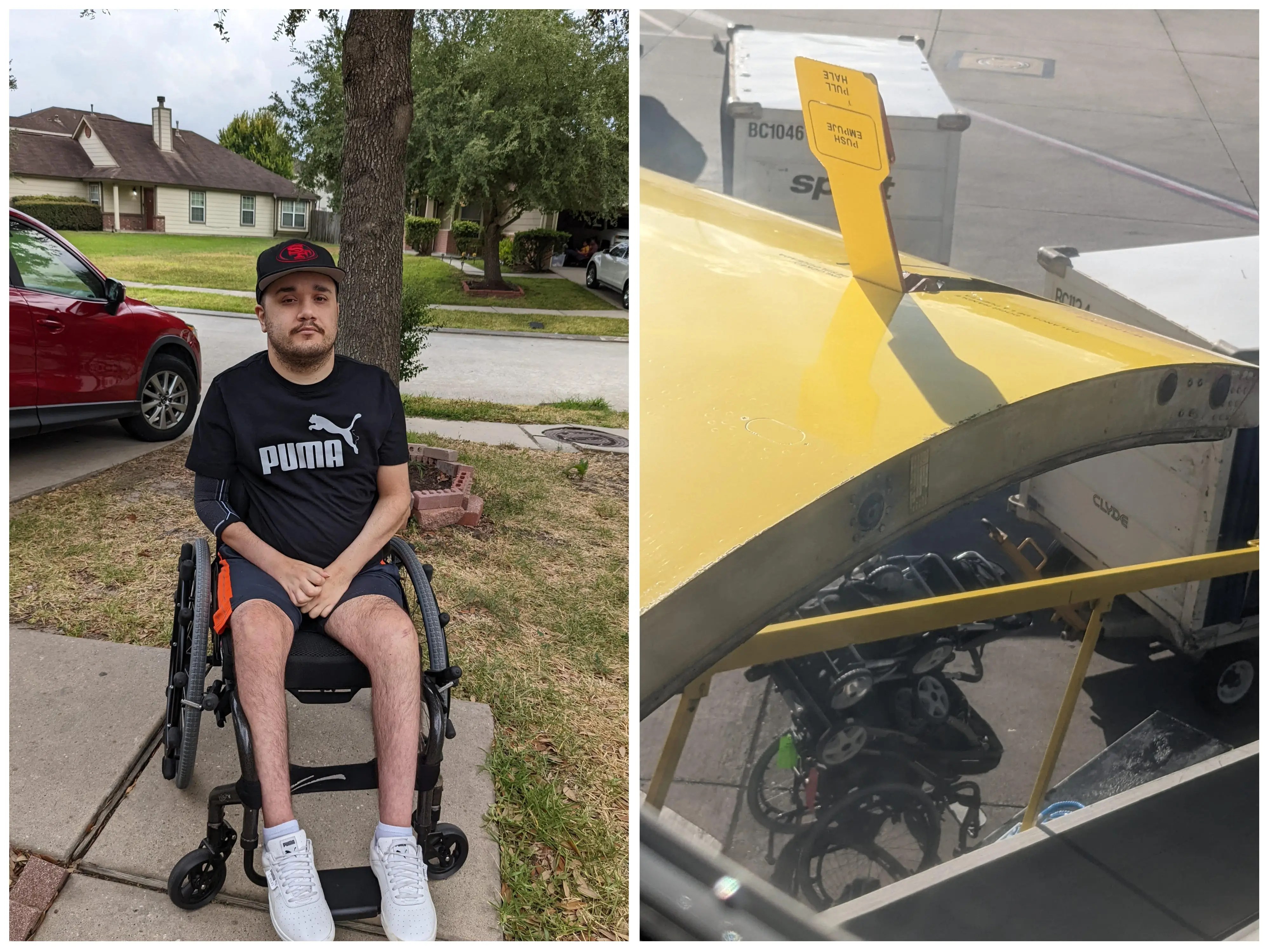 A disabled Spirit Air passenger spotted his wheelchair with baby