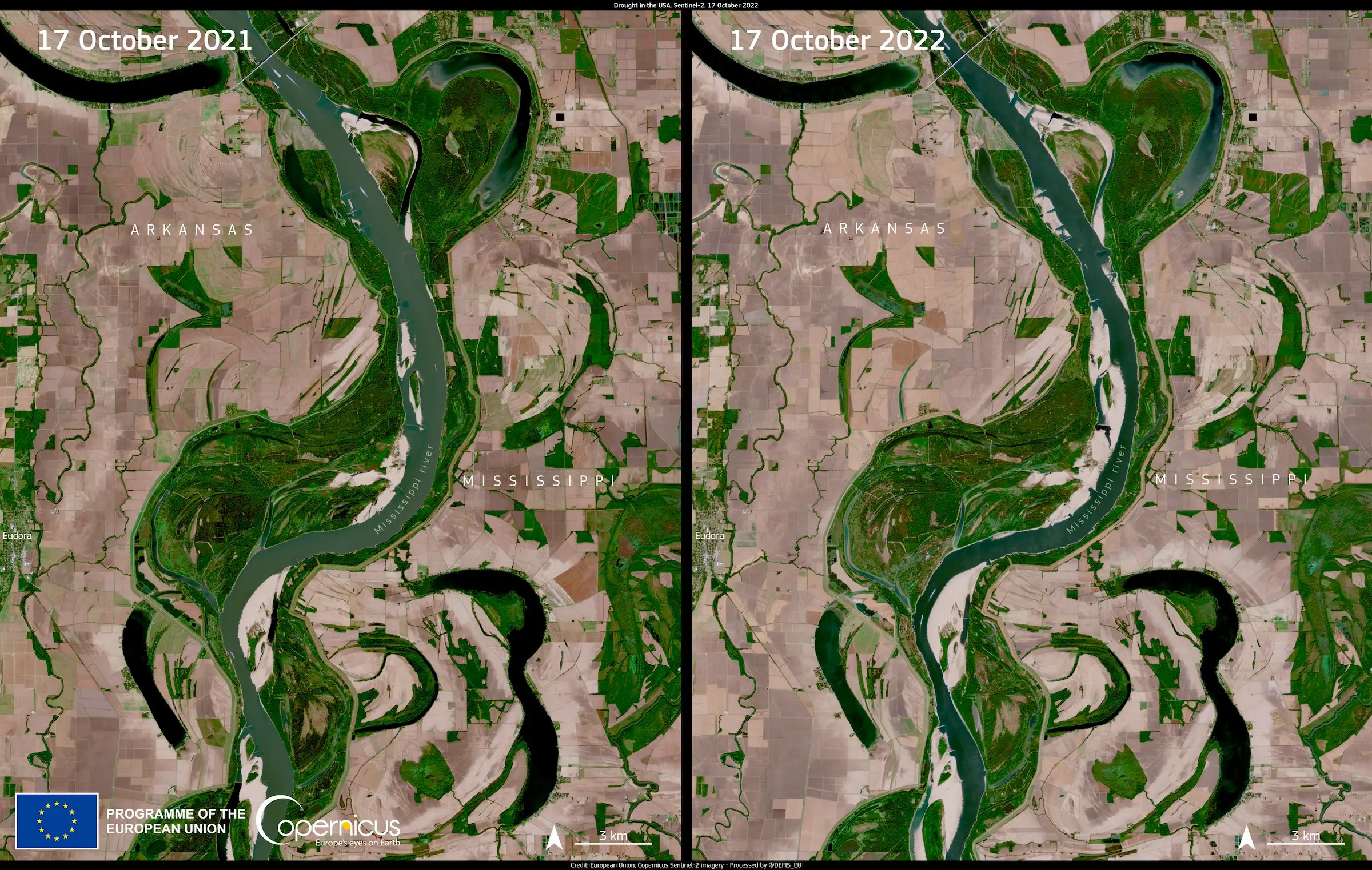 Beforeandafter photos show how the Mississippi River has dropped