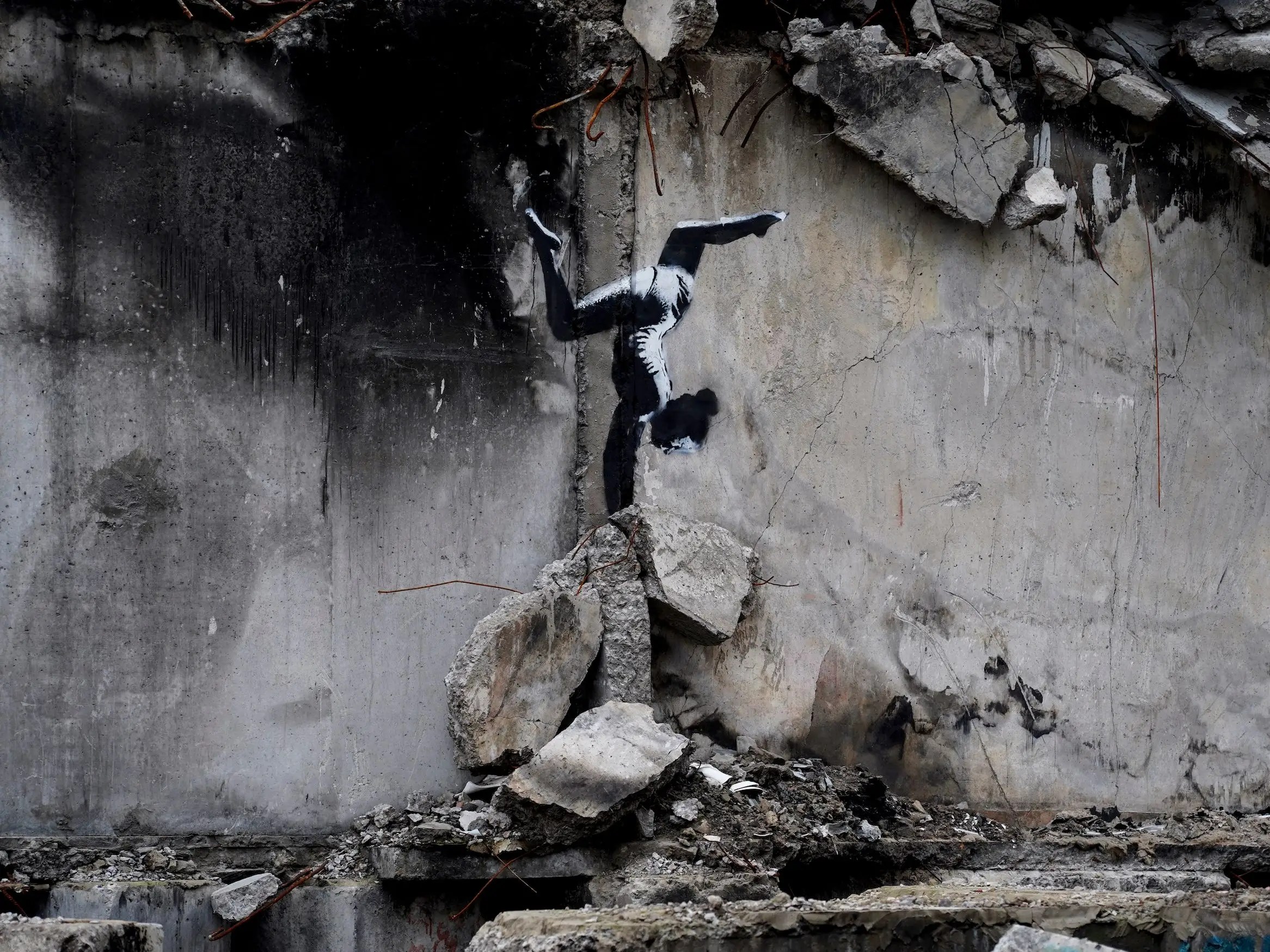 Banksy, the elusive street artist, created a new mural in Ukraine